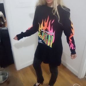 Greetings from hell long line black tshirt neon colorful